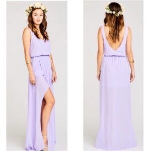 Show Me Your Mumu Kendall maxi dress lilac purple chiffon side slit small NWT